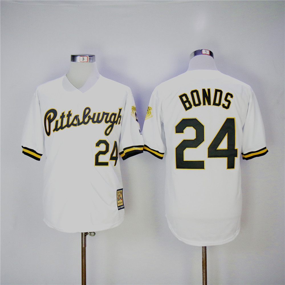 Men Pittsburgh Pirates 24 Bonds White Throwback Game MLB Jerseys